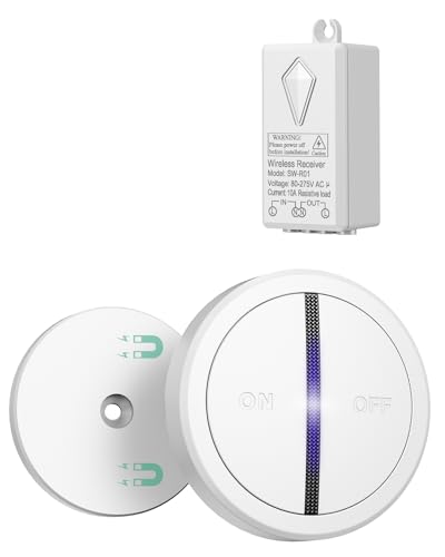 UTOI 230V Funk Lichtschalter Funkschalter Set mit Empfänger & Fernbedienung, Kabelloser Wandschalter mit Magnetfuß, drahtlose Ein/Aus Schaltung von Leuchten und Geräten, CE zertifizierter UTOI 230V Funk Lichtschalter Funkschalter Set mit Empfänger & Fernbedienung, Kabelloser Wandschalter mit Magnetfuß, drahtlose Ein/Aus Schaltung von Leuchten und Geräten, CE zertifizierter von UTOI