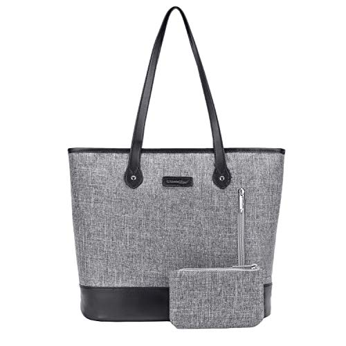 UTOTEBAG Damen 15,6 Zoll Business Laptop Tasche Tote Bag Schultertasche Aktentasche Leicht Notebooktasche Laptoptasche Frauen Büro Handtasche Arbeit Businesstasche für Notebook Macbook,Grau von UTOTEBAG