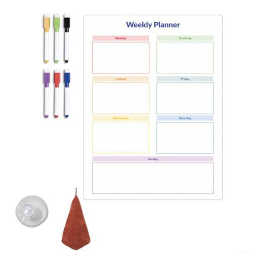 UTTASU Magnetische, löschbare Wochenplaner-Tafel für Kühlschrank, transparenter Whiteboard-Aufkleber, trocken abwischbare Nachrichten-Memoboard mit 6 Stiften, 1 Saugnapf, 1 Handtuch, 40,6 x 30,5 cm UTTASU Magnetische, löschbare Wochenplaner-Tafel für Kühlschrank, transparenter Whiteboard-Aufkleber, trocken abwischbare Nachrichten-Memoboard mit 6 Stiften, 1 Saugnapf, 1 Handtuch, 40,6 x 30,5 cm von UTTASU