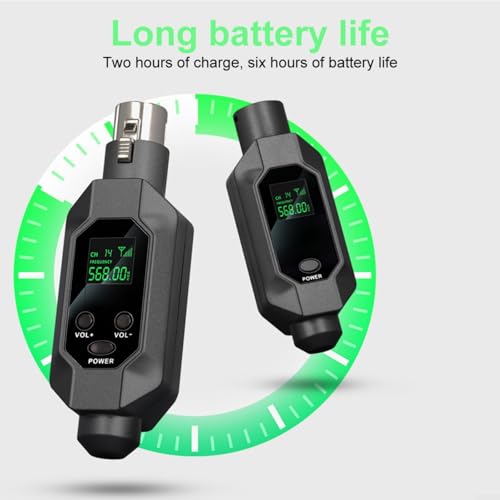 UTTASU Wiederaufladbares kabelloses XLR-Mikrofon-Konverter-System für dynamische Mikrofone mit 80 m Reichweite und Multi-Geräte-Kompatibilität (1 in 2) von UTTASU