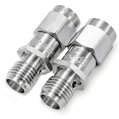 TOJOIN 2PCS RF Koaxial-Dämpfungsgerät, 12.4GHz 3dB 2W 50Ohm SMA Stecker auf SMA Buchse RF Coaxial Attenuator SMA Fester Dämpfungsregler von UU TOJOIN