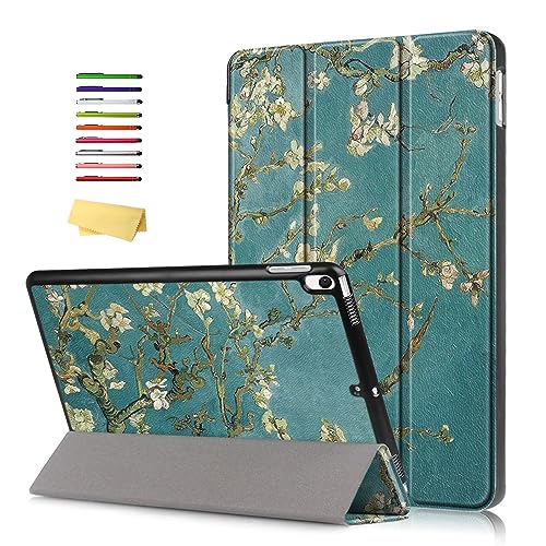 UUCOVERS iPad Air 3 10,5 Zoll 2019/iPad Pro 10,5 Zoll 2017 Hülle, Van Gogh Ölgemälde Smart PU Leder Ständer Trifold Shockproof Folio Magnetic Cover mit Auto Sleep/Wake, Grün Mandel Blume von UUCOVERS