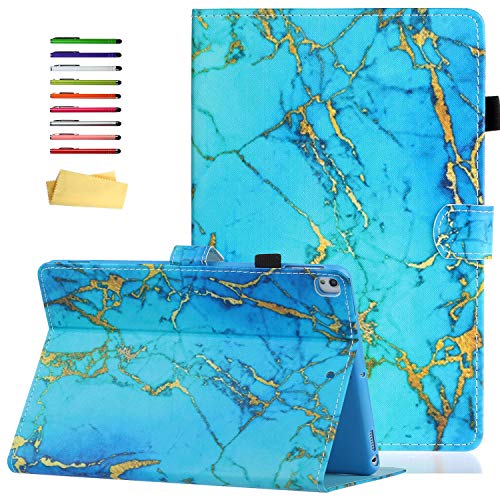 UUcovers, Smart Case für Apple iPad 25.7 cm (10.2 Zoll) 2019 Tablet iPad 7. Generation, PU-Leder, leicht, mit Bleistift, automatische Aufwach- und Schlafmodus) Blau 05# Blau Gold Marmor von UUCOVERS