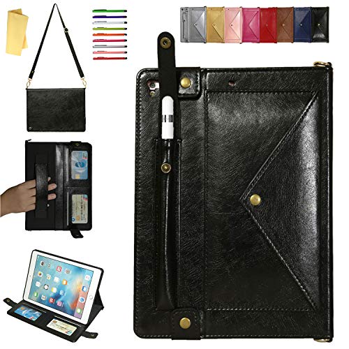 UUcovers, iPad 10.2 2019 Hülle 7. Generation, Smart PU Leder Multi-Winkel Ständer Brieftasche Crossbody Schultertasche Magnetic Folio Cover mit Stifthalter Handschlaufe Kartenfächer [Auto Wake/Sleep] schwarz 01# Schwarz iPad 10.2 2019 iPad 7th Generation von UUCOVERS