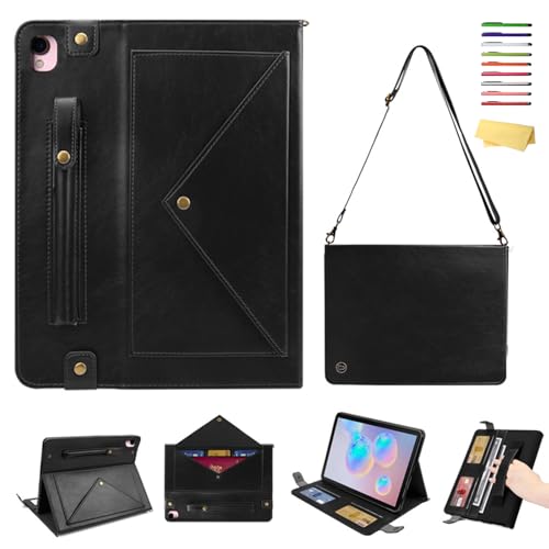 UUcovers, iPad 10.2 2019 Hülle 7. Generation, Smart PU Leder Multi-Winkel Ständer Brieftasche Crossbody Schultertasche Magnetic Folio Cover mit Stifthalter Handschlaufe Kartenfächer [Auto Wake/Sleep] schwarz 01# Schwarz iPad 10.2 2019 iPad 7th Generation von UUCOVERS
