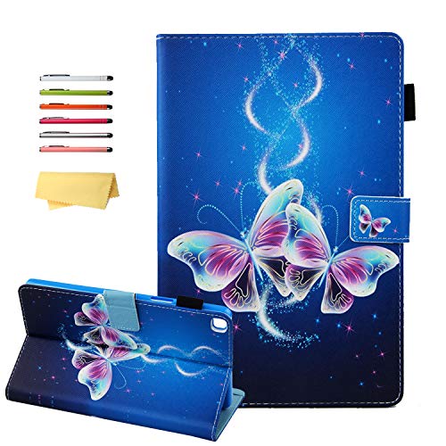 UUcovers Galaxy Tab A 10.1 2019 Hülle SM-T510/T515/T517, PU Leder Stand Folio Cover mit Stifthalter Kartenfächer Magnetische Brieftasche für Samsung Zoll T510 Tablet, Bling Lila Schmetterling von UUCOVERS