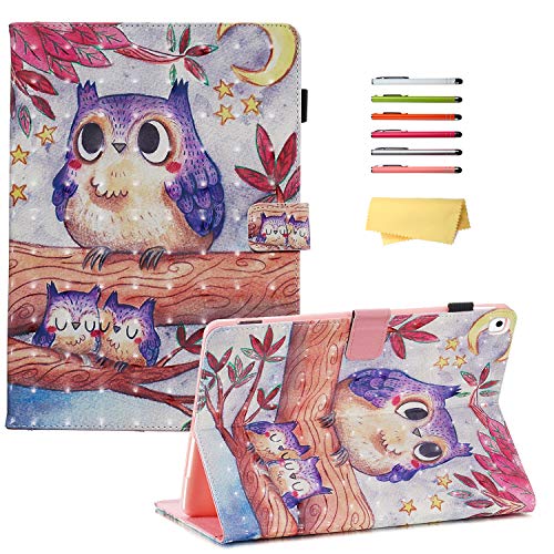 UUcovers Schutzhülle für Apple iPad 10.2 9./8./7. Generation (2021/2020/2019) & iPad Air 3 Tablet 10,5 Zoll 3. Generation & iPad Pro 10,5 mit Stifthalter [Auto Wake/Sleep] Smart Stand Cover, Lila Eule von UUcovers