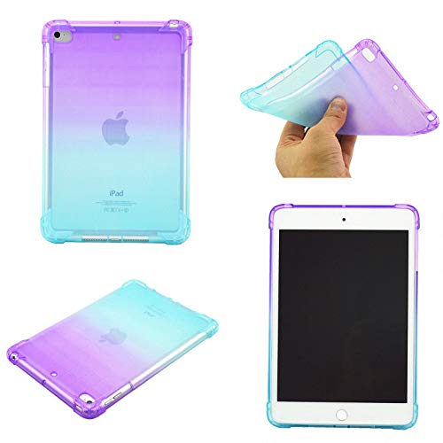 UUcovers Schutzhülle für Apple iPad Mini 5 2019 & iPad Mini 4/3/2/1, 7.9 Zoll (Mini 1., 2., 3., 4., 5. Generation), transparent mit Farbverlauf, weiche TPU-Rückseite, dünn, leicht, Violett & Grün von UUCOVERS