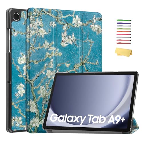 UUcovers Schutzhülle für Samsung Galaxy Tab A9 Plus/A9+ Tablet 5G 27,9 cm (11 Zoll) Modell 2023 (SM-X210/X216/X218), Multi-Winkel-Ständer, schlanke, harte Rückseite, dreifach faltbar, Smart-Cover mit von UUCOVERS