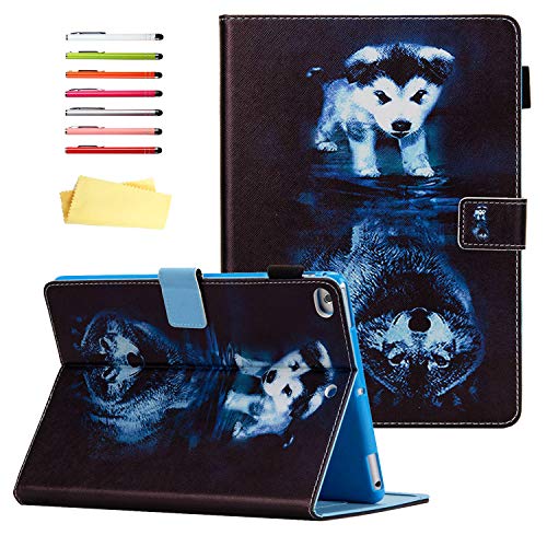 UUcovers Smart Case für Apple iPad 9,7 Zoll 2018 2017 (iPad 6. / 5. Generation) und iPad Air1/Air 2, Folio Stand Magnetic PU Leder Wallet Cover mit Kartenhalter [Auto Sleep/Wake], Wolf & Hund von UUCOVERS