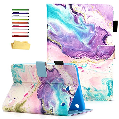 UUcovers Smart Case für Samsung Galaxy Tab A 8.0 2015 (SM-T350/T355/P350/P355), mit Stifthalter, Kartenfächern, PU-Leder, Standfunktion, Folio-Cover, TPU-Schale, [Auto Wake/Sleep], lila Marmor von UUCOVERS