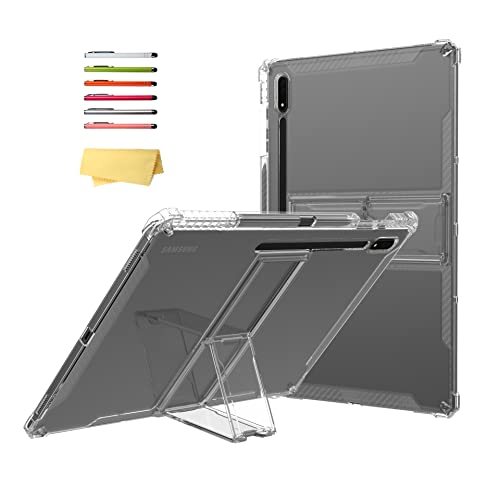 UUcovers Transparente Schutzhülle für Samsung Galaxy Tab S8 2022 und Tab S7 2020 (Modell SM-X700/X706/T870/T875/T878) mit S-Stifthalter und Ständer, weiche TPU-Rückseite, transparent, stoßfest, von UUCOVERS