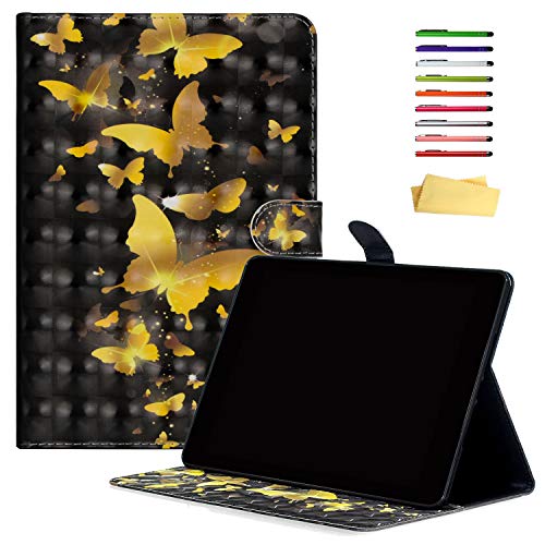 UUcovers iPad 10.2 Hülle 7th Generation 2019, für Apple iPad Air 3 10.5 Zoll 3rd Generation 2019 & iPad Pro 10.5 2017 Cover Stand PU Leder Folio Wallet Shell mit Kartenfächer Gold Schmetterling von UUCOVERS