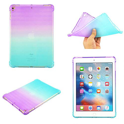 UUcovers iPad 9.7 2018 2017 Hülle 6./5. Generation & für Apple iPad Air 1/Air 2 & Pro 9.7 Cover Transparent Weiche TPU Rückseite Stoßfest Flexible Gradient Shell [Eckenschutz], Lila & Grün von UUCOVERS