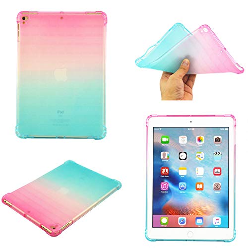 UUcovers iPad 9.7 2018 2017 Hülle 6./5. Generation & für Apple iPad Air 1 & Air 2 & Pro 9.7 Cover klar transparent weiche TPU Rückseite stoßfest flexible Gradient Schale [Eckenschutz], Pink & Grün von UUCOVERS