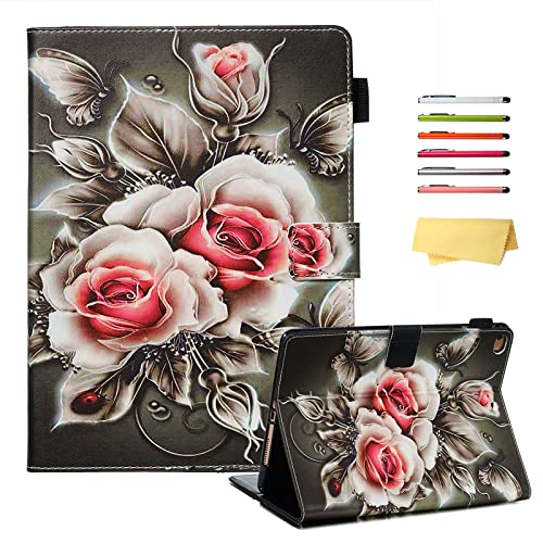 UUcovers iPad 9.7 Hülle 2018/2017, 9.7 Zoll iPad Air 1/Air 2 Cover & Pro 9.7 Stand Folio Cover mit Auto Sleep/Wake PU Leder Smart Wallet für Apple iPad 6. / 5. Gen, Air 1. / 2. Gen, Black Rose Flower von UUCOVERS