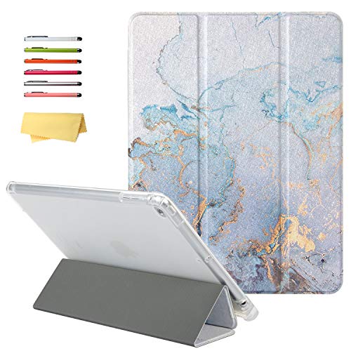 UUcovers iPad 9.7 Hülle 2018/2017, iPad Air 1 & iPad Air 2 (9.7 Zoll) Trifold Smart Folio Stand PU Leder Clear TPU Back Cover mit Stifthalter Auto Wake/Sleep für Apple iPad 6. / 5. Gen, Gold Marble von UUCOVERS