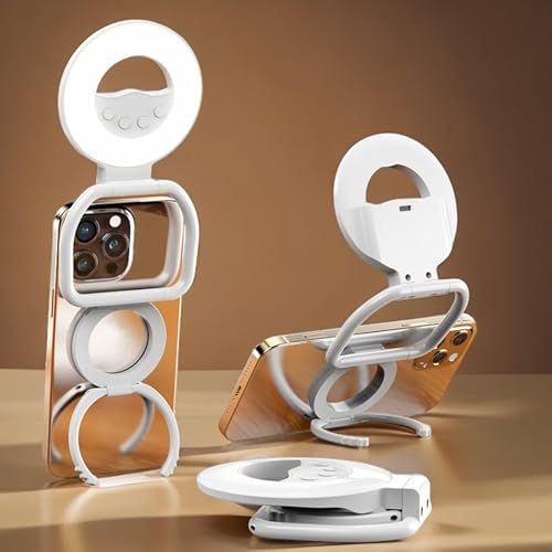 UUE Ringlicht, Universal Selfie Lichtring mit 3 Farbtemperaturen(3000K-6500K), 60 LED Ringblitz, USB-Laden Magnetisches Ringleuchte, Faltbares Fülllicht, für Selfies, Videoanrufe, Zoom, Make-up von UUE