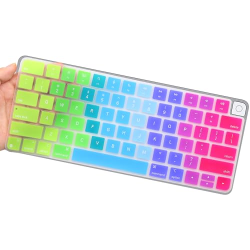 UUONDO Tastaturabdeckung für Apple Magic Keyboard 3/Apple iMac 24 Zoll Magic mit Touch ID, dünnste Tastatur-Hülle für 2022 2021 iMac 24 Modell A2449 A2450 M1 Chip Tastatur, Regenbogen .. von UUONDO