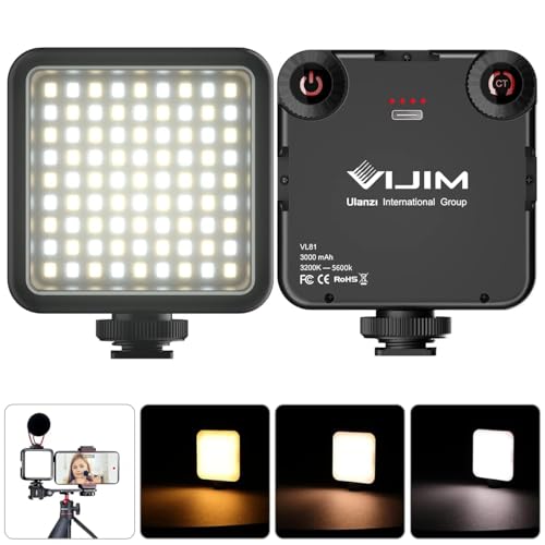 ULANZI VL81 Videoleuchte 81 LEDs Videolicht mit Cold Shoe, Foto Licht 3200K-5600K Farbtemperatur Helligkeit Einstellbar CRI 95+, 3000mAh Akku Kamera Licht für Fotografie YouTube Videoaufnahme von UURig