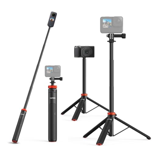 UURig Ausziehbares Selfie-Stick-Stativ für GoPro Max Hero 10 9 8 7 6 5 4, DJI Osmo Action, Insta 360 One R und weitere Action-Kameras (128 cm) von UURig