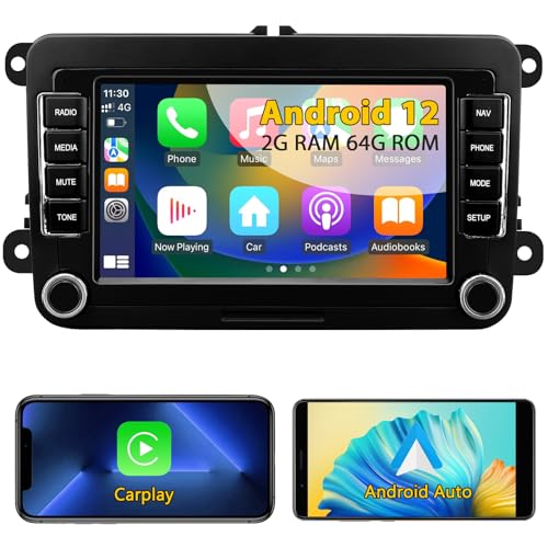 Autoradio mit kabellosem Carplay Android Auto für Volkswagen Beetle Tiguan Passat Golf Polo Jetta Skoda Seat, Android 13 7 Zoll Autoradio Touchscreen Head Unit mit GPS-Navigation WiFi Bluetooth FM von UUTouIoI