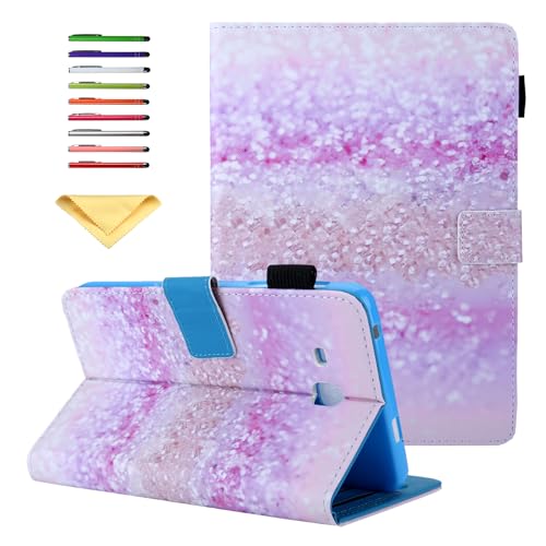UUcovers Galaxy Tab A 7.0 Tablet 2016 Hülle (SM-T280/T285), PU Leder Stand Folio Cover TPU stoßfeste Schale mit Kartenschlitzen Stifthalter, Magnetische Brieftasche für Samsung 7.0, Rosa Glitzer Sand von UUcovers