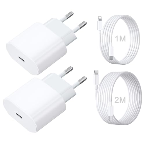 Dual 20W USB C Ladegerät Mit iPhone Ladekabel 2M + iPhone Ladekabel Schnellladekabel 1M, 4-Pack USB C Netzteil Stecker Power Adapter von UWECAN