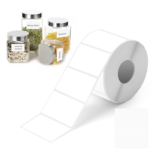1000 Stück Gefrieretiketten Selbstklebend, 5 x 3 cm Haushaltsetiketten, Abnehmbare Gefrierschrank Etiketten, Thermo Etiketten, Weiß Rechteckig Aufkleber für Zuhause, Büro von UWOBEFO