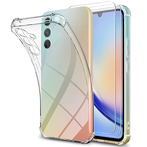 UYMO [3-in-1-Set für Samsung Galaxy A34 Hülle, Mit 2 Schutzfolie,Stoßfeste Schutzhülle Explosionsgeschütztes Anti-Vergilbung Soft Back Case Handyhülle,Transparent von UYMO