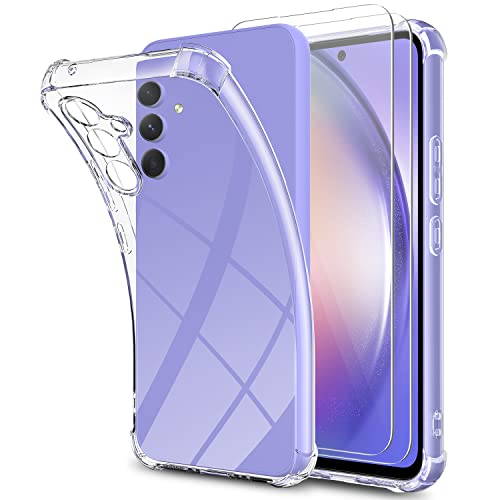 UYMO [3-in-1-Set für Samsung Galaxy A54 Hülle, Mit 2 Schutzfolie,Stoßfeste Schutzhülle Explosionsgeschütztes Anti-Vergilbung Soft Back Case Handyhülle,Transparent von UYMO