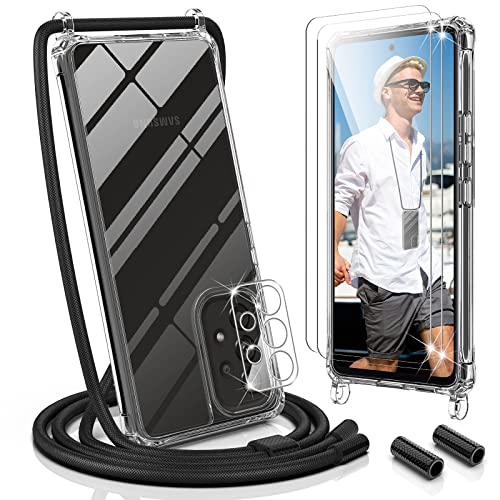 UYMO Handykette Hülle Kompatibel mit Samsung Galaxy A53 5G - mit 2 Stück Schutzfolie und kameraschutz Glas Stylische Necklace Schutzhülle mit Band Handyhülle zum Umhängen Kordel TPU Case,Schwarz UYMO Handykette Hülle Kompatibel mit Samsung Galaxy A53 5G - mit 2 Stück Schutzfolie und kameraschutz Glas Stylische Necklace Schutzhülle mit Band Handyhülle zum Umhängen Kordel TPU Case,Schwarz von UYMO