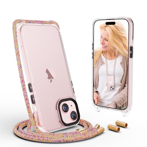 UYMO Handykette Hülle mit Band Für iPhone 15 6.1" - Necklace Transparent Handyhülle Case mit Strap Schnur Abnehmbar, Schutzhülle zum Umhängen Kordel, Regenbogen UYMO Handykette Hülle mit Band Für iPhone 15 6.1" - Necklace Transparent Handyhülle Case mit Strap Schnur Abnehmbar, Schutzhülle zum Umhängen Kordel, Regenbogen von UYMO
