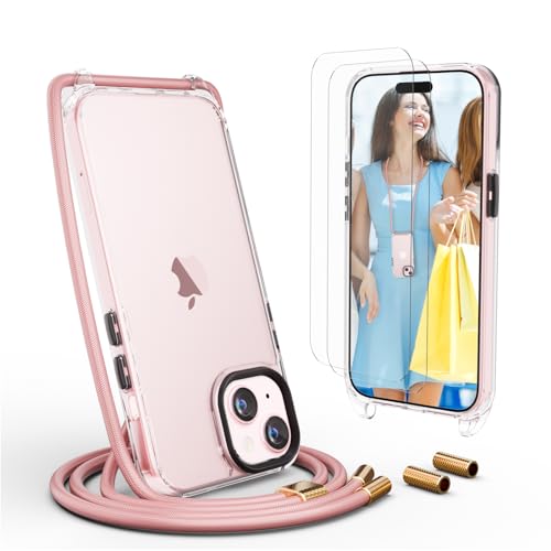 UYMO Handykette Hülle mit Band Für iPhone 15 Plus 6.7" -| mit 2 Stück Schutzfolie |, Necklace Transparent Handyhülle Case mit Strap Schnur Abnehmbar, Schutzhülle zum Umhängen Kordel, Roségold UYMO Handykette Hülle mit Band Für iPhone 15 Plus 6.7" -| mit 2 Stück Schutzfolie |, Necklace Transparent Handyhülle Case mit Strap Schnur Abnehmbar, Schutzhülle zum Umhängen Kordel, Roségold von UYMO