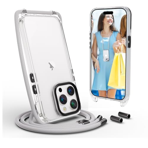 UYMO Handykette Hülle mit Band Für iPhone 15 Pro 6.1” - Necklace Transparent Handyhülle Case mit Strap Schnur Abnehmbar, Schutzhülle zum Umhängen Kordel, Grau UYMO Handykette Hülle mit Band Für iPhone 15 Pro 6.1” - Necklace Transparent Handyhülle Case mit Strap Schnur Abnehmbar, Schutzhülle zum Umhängen Kordel, Grau von UYMO