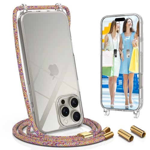 UYMO Handykette Hülle mit Band Für iPhone 16 Pro, Necklace Transparent Handyhülle Case mit Schnur Abnehmbar, Schutzhülle zum Umhängen Kordel, Regenbogen UYMO Handykette Hülle mit Band Für iPhone 16 Pro, Necklace Transparent Handyhülle Case mit Schnur Abnehmbar, Schutzhülle zum Umhängen Kordel, Regenbogen von UYMO