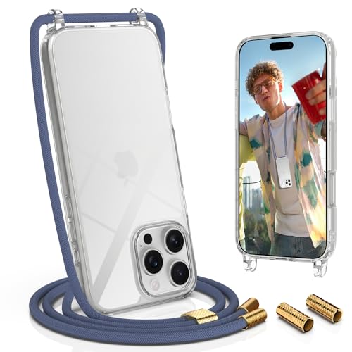 UYMO Handykette Hülle mit Band Für iPhone 16 Pro Max, Necklace Transparent Handyhülle Case mit Schnur Abnehmbar, Schutzhülle zum Umhängen Kordel, Blau UYMO Handykette Hülle mit Band Für iPhone 16 Pro Max, Necklace Transparent Handyhülle Case mit Schnur Abnehmbar, Schutzhülle zum Umhängen Kordel, Blau von UYMO