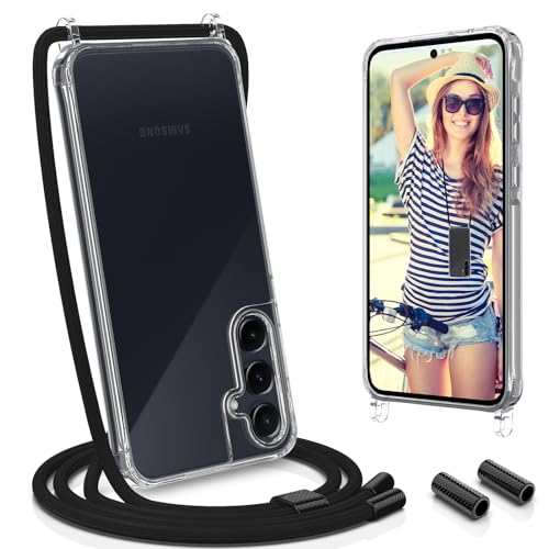 UYMO Handykette Hülle mit Band kompatibel mit Samsung Galaxy A35 - | Necklace Transparent Handyhülle Case mit Schnur Abnehmbar |,Stoßfeste Schutzhülle zum Umhängen Kordel, Schwarz von UYMO