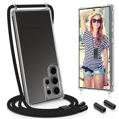 UYMO Handykette Hülle mit Band kompatibel mit Samsung Galaxy S24 Ultra - | Necklace Transparent Handyhülle Case mit Schnur Abnehmbar |,Stoßfeste Schutzhülle zum Umhängen Kordel, Schwarz UYMO Handykette Hülle mit Band kompatibel mit Samsung Galaxy S24 Ultra - | Necklace Transparent Handyhülle Case mit Schnur Abnehmbar |,Stoßfeste Schutzhülle zum Umhängen Kordel, Schwarz von UYMO