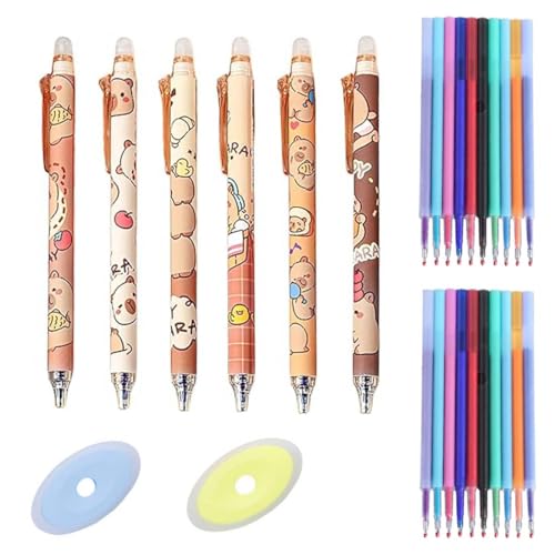 UYVPAER 6 Stück Niedliche, Einziehbare Stifte, Löschbare Gelschreiber, Cartoon-Capybara-Stift, 0,5 Mm, Feine Spitze, Mit 20 Minen in 10 Farben Und 2 Radiergummis Für Den Schreibtischcartoon-Sch UYVPAER 6 Stück Niedliche, Einziehbare Stifte, Löschbare Gelschreiber, Cartoon-Capybara-Stift, 0,5 Mm, Feine Spitze, Mit 20 Minen in 10 Farben Und 2 Radiergummis Für Den Schreibtischcartoon-Sch von UYVPAER
