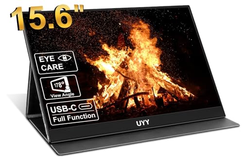 UYY Portable Monitors 2024 HDR Portable Monitor Gaming Monitors FreeSync IPS with USB-C HDMI Dual Speakers Smart Case for Laptop PC Phone Mac PS5 Game Console (15.6 Inch 1080P) von UYY