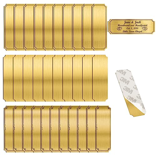 Namensschild aus massivem Messing, Vintage-Stil, blanko, Messing, personalisierbar, blanko, 7,6 cm B x 2,5 cm H, Bilderrahmen, Namensschild, personalisierbar, graviert, Gedenktafel mit Kleber (30 von Uadme