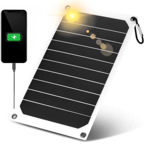 Solarpanel mit USB Anschluss, 10W Solar Ladegerät Flexible SolarPanel Handy Ladegerät, Outdoor IP64 wasserdichtes Solarpanel Mobile Power Charger 5V USB-Ausgang, für Reisen, Sport, Wandern, Camping von Uadme