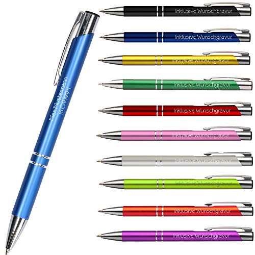 Uakeii Kugelschreiber mit Gravur - Kulli als Geschenk für Kollegen zu Weihnachten - Hochwertiger Stift für Büro, Schule & Uni - Personalisierte Kugelschreiber in vielen Farben (Hellblau) von Uakeii