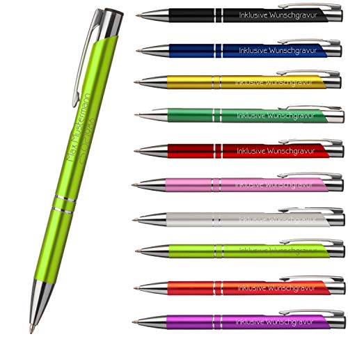 Uakeii Premium Qualität - Personalisierter Kugelschreiber mit Gravur | Stift mit Name Einzeilig oder Zweizeilig Tolles Oster Geschenk (Hellgrün) von Uakeii
