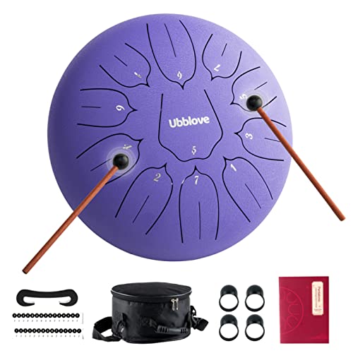 Healing Drum Steel Tongue Drum 11 Notes 10 inches Musical Drum Percussion Instrument For Adults with Mallets Carry Bag Great Gift for Beginner (Purple 10 inch) von Ubblove