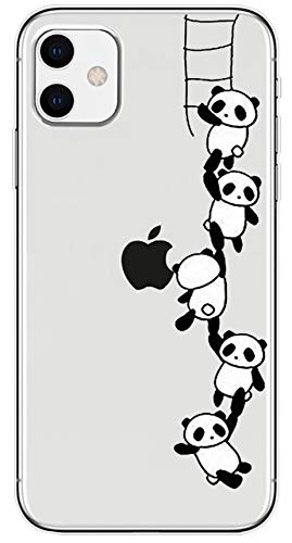 Ubeshine Klar Silikon Hülle für iPhone 12, Handyhülle für iPhone 12 Pro Case Transparente TPU Silikon Hülle Schlank, weich, flexibel Dünne Cartoon-Serie Panda Schutzhülle für iPhone 12/Pro Klar (2) von Ubeshine