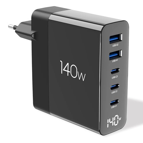 Ubigbuy 140W USB C Ladegerät GaN 6 Ports USB C Netzteil 100W X 4 Charger PD Ladegerät Mehrfach PPS 45W Handy Schnellladegerät USB C Ladestation kompatibel mit iPhone iPad Galaxy MacBook Laptop von Ubigbuy