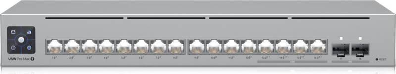 Ubiquiti UniFi Switch - Switch - managed - 16 + 2 x 10 Gigabit SFP+ - an Rack montierbar (USW-PRO-MAX-16-POE) von Ubiquiti