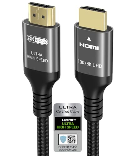 Ubluker 10K 8K 4K HDMI Kabel 48Gbps 2.5M, Zertifiziertes Ultra High Speed HDMI® Kabel 4K 240Hz 144Hz 8K 60Hz 0.01ms HDR10+ ARC eARC HDCP2.3 Netflix Roku TV PC Monitor Projektor PS5 4 Xbox von Ubluker
